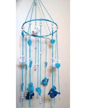 Happy Threads Birds Design Crochet Wind Chimes for Home (Blue)